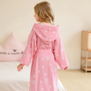 Girls 100% Cotton Muslin Bath <strong>Towels</strong> 2 Layers <strong>Dressing</strong> <strong>Gown</strong> Absorb Water Woven Kids Bathropes - Product Image 3