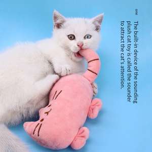 Jouet BB en <span class=keywords><strong>peluche</strong></span> durable et écologique pour animaux de compagnie Modèle de <span class=keywords><strong>chat</strong></span> d'expression de style dessin animé avec fonction de meulage résistant aux morsures - Product Image 1