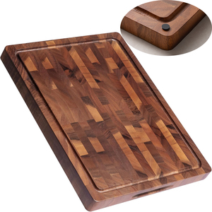 Planche à découper en noyer 17x13x1 pouces, grande planche de boucherie antidérapante en bois à grain croisé avec poignée et rainure pour les jus - Product Image 1