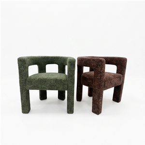 Fauteuil de salle à manger sculptural postmoderne avec pieds massifs, entièrement recouvert de tissu, pour hôtel, restaurant, café, bistrot - Product Image 3