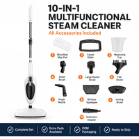 Pemesanan Grosir Massal Wadah Steam Mop Tegak, Pembersih Uap Stick 1300W 10 in 1, MOQ 1000 Pcs, Harga Tier, OEM Pabrik Langsung