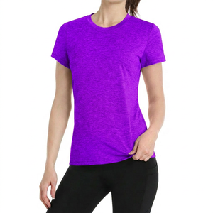 T-shirt à manches courtes violet à col rond, couleur unie, tricoté, coupe ajustée, séchage rapide, style décontracté pour homme - Product Image 1