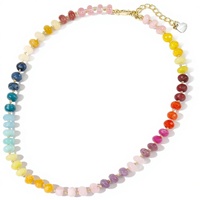 Collier en cuivre perlé avec pierres précieuses Go2boho pour femmes, pierres naturelles colorées, perles d'eau douce, bijoux de plage arc-en-ciel, cadeau