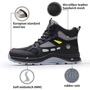 Lanoudun Automne Chaussures <span class=keywords><strong>de</strong></span> sécurité montantes confortables à tête en acier, résistantes à l'usure, anti-écrasement, anti-perçage, vente en gros en usine - Product Image 2
