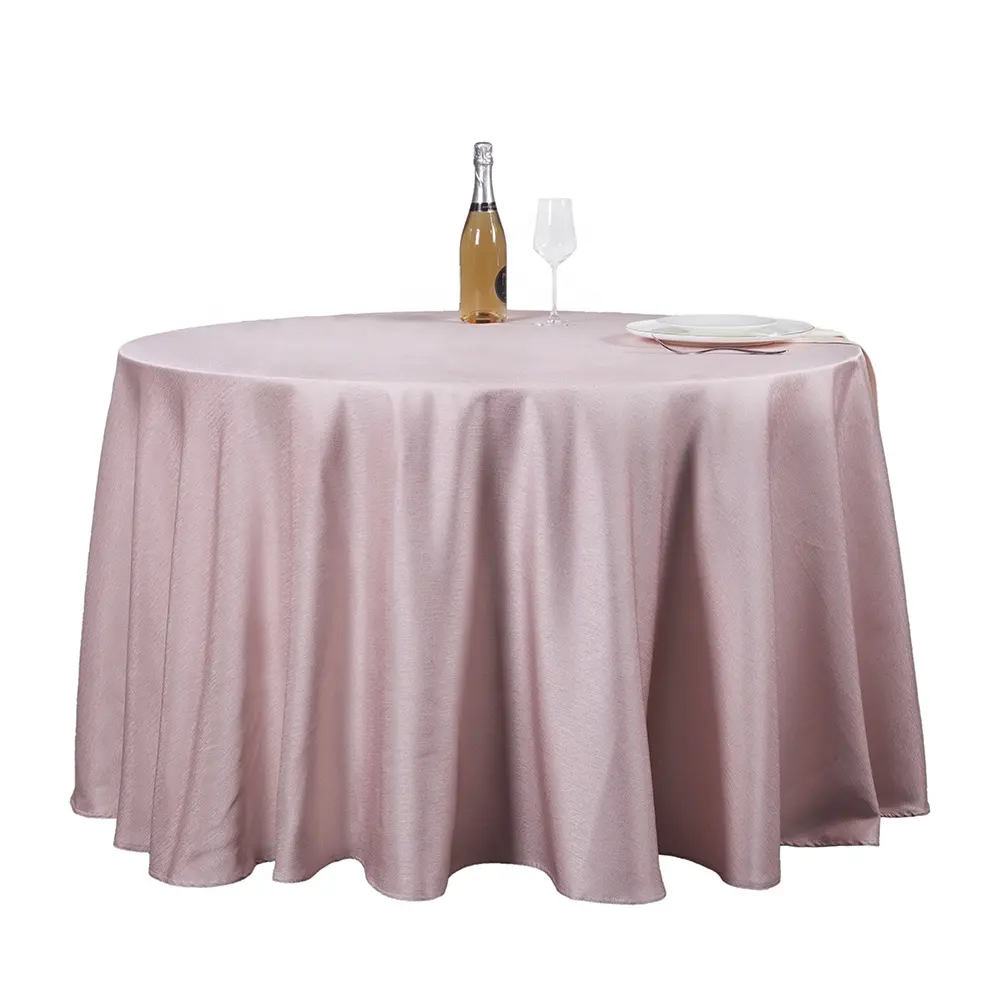 Высококачественная полиэфирная скатерть 190gsm для свадебного ресторана на заказ 120 дюймов элегантная Розовая Круглая скатерть