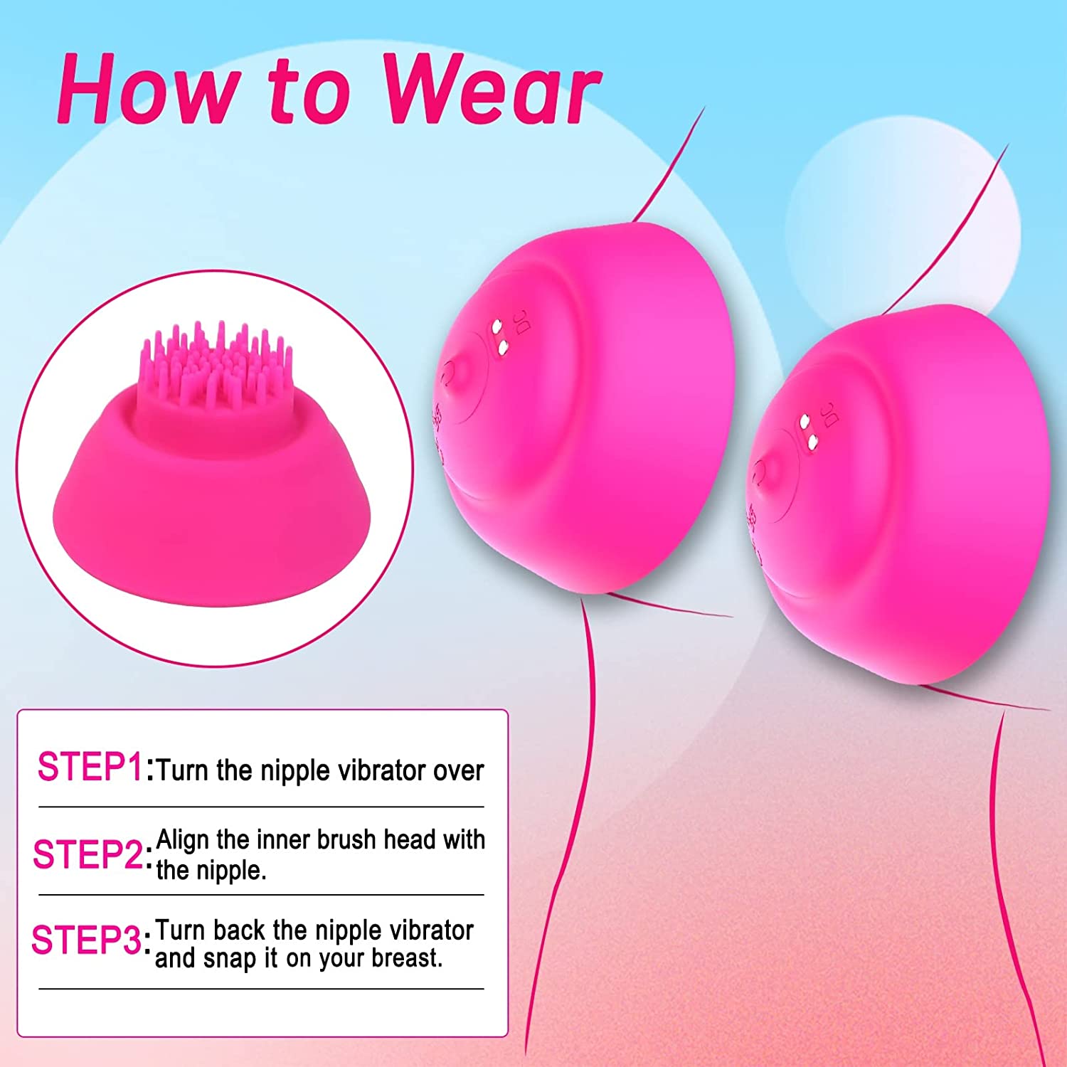 12 Modes Breast Stimulation Toy with 2 Suction Cups Vibrator