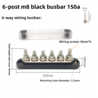 Barre de distribution M6 pour bateau/yacht avec couvercle transparent, borne de puissance en cuivre, bloc de jonction pour batterie de stockage d'énergie à courant élevé