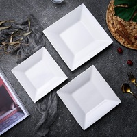 Assiette carrée en céramique blanche pure, compatible micro-ondes, design moderne et minimaliste, pour hôtel, restaurant, steak, pâtes, service de table
