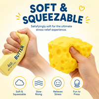 Ensemble de 3 jouets anti-stress en peluche en forme de beurre, à remontée lente, avec logo personnalisé, pour les 14 ans et plus, unisexe