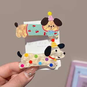 Barrettes à cheveux en acrylique avec motif de chien et de chat de dessin animé, barrettes à cheveux avec charme de fille mignonne, accessoires pour cheveux - Product Image 4