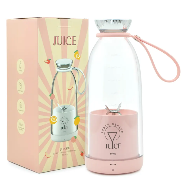 500ML USB Rechargeable Self Cleaning Stainless Steel Juicer Blender Kitchen Fresh Fruit Mixer Portable Outdoor Camping Use
