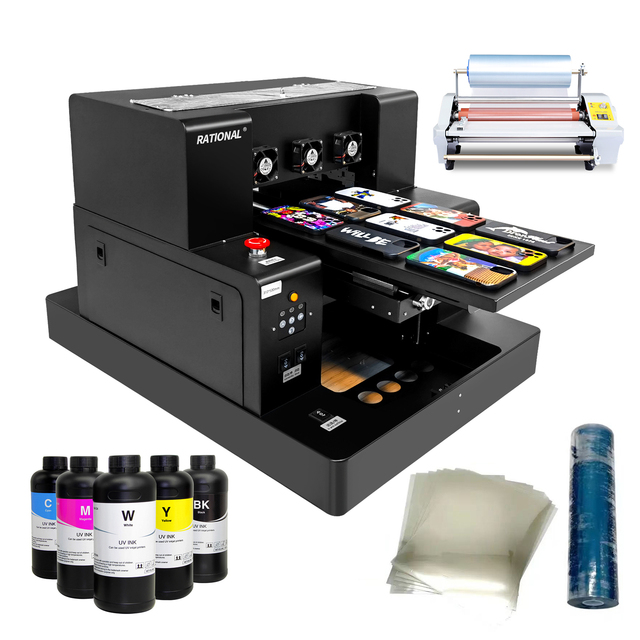 A3  Uv Flatbed Printer with Vaccum Platform for Acrylic Night Lamp Glass Metal Phone Case Inkjet Printers A4 Uv Dtf Printer