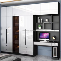 Nouvelle conception de meubles de chambre à coucher en bois de style européen, sur mesure, armoire moderne avec coiffeuse et placard