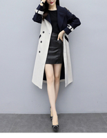 Herfst/winter nieuwe vrouwen dames Koreaanse patchwork kleur medium lange dunne trenchcoats