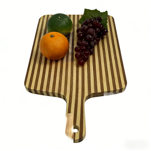 Pelle à pizza rayée en bambou avec manche en forme de pagaie pour le transfert de pizzas et de pains faits <span class=keywords><strong>maison</strong></span> - Product Image 6