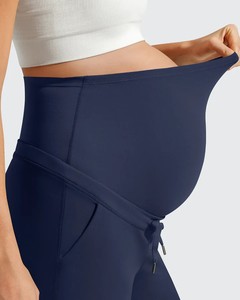 Shorts de sport de maternité avec poches, pantalons d'entraînement confortables à porter par-dessus le ventre, vêtements de <span class=keywords><strong>grossesse</strong></span> d'été - Product Image 2