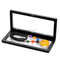Boîte à bijoux en acrylique anti-poussière et anti-oxydation pour collier, bague, lunettes, emballage de pierres précieuses avec présentoir à cadre flottant 3D personnalisé