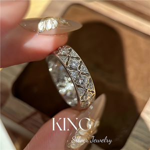 Anillo de Diamantes King Silver Lace, Plata de Ley S925, Joyería Fina para Uso Diario de Mujer - Product Image 2