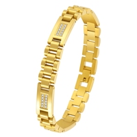 316L Edelstahl Gold Silber Präsidenten-Armband 3-reihiges Gliederarmband mit CZ-Steinplatte Uhrenarmband Faltschließe Schmuck für Männer Frauen Maßanfertigung OEM