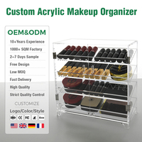 Boîte de rangement transparente pour cosmétiques à 4 niveaux, personnalisée en usine, en acrylique, organiseur de maquillage pour table de maquillage, boutique, maison
