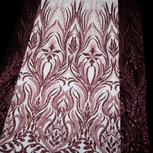 <span class=keywords><strong>Tessuto</strong></span> per Abiti da Sposa di Lusso Ecologico <span class=keywords><strong>Rosso</strong></span> con Perline Ricamo in Pizzo Paillettes <span class=keywords><strong>Tulle</strong></span> 100% Poliestere - Product Image 6