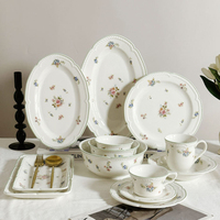 Service de table en céramique Villeroy & Boch Style Floral : Bol à salade, assiette à soupe, tasse à café, soucoupe – Cadeau de déménagement
