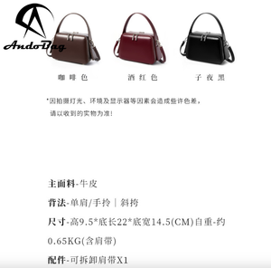 Sac à main AndoBag en cuir véritable, nouvelle mode, pour femmes, sac bandoulière, sac carré petit format pour usage quotidien, 2950 - Product Image 3