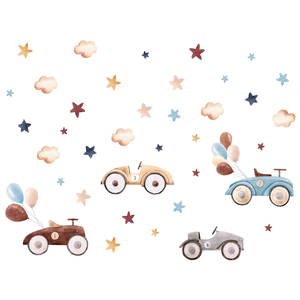 Dibujos animados coche clásico nube dúo estrella pegatinas de pared dormitorio de los niños sala de estar decoración papel tapiz autoadhesivo pegatinas de PVC - Product Image 6