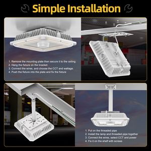 Lumière LED pour auvent de station-service 100W 5000K IP65 en aluminium pour garage, entrepôt, bureau, garantie 5 ans, certifiée ETL DLC CE - Product Image 5