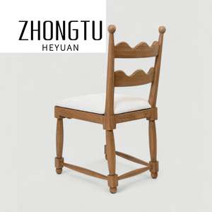 Hotel moderno ristorante francese <span class=keywords><strong>Vintage</strong></span> mobili caffè sala da pranzo in legno di quercia massello schienale alto banchetto sedia da pranzo per Hotel - Product Image 2