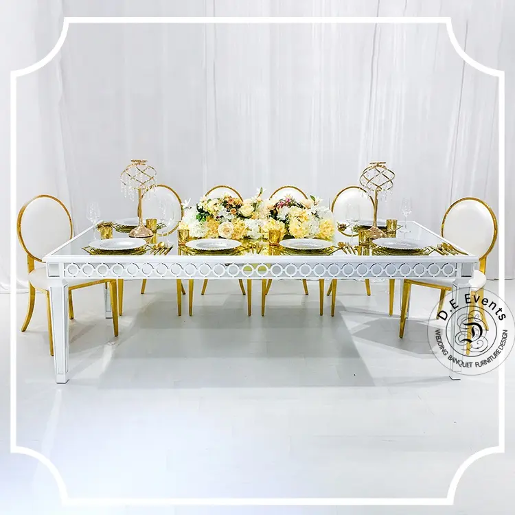 Madeira retângulo de luxo com mesa de casamento espelhada