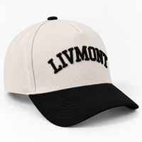 Casquette de baseball à 5 panneaux bicolore personnalisée avec broderie 3D inversée du nom de la ville, casquette à fermeture snapback réglable pour adultes