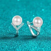S925 baru anting perak murni Moissanite berlian air tawar mutiara wanita anting-anting pabrik disesuaikan perhiasan grosir
