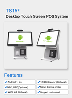 Ordinateur de bureau 15 pouces pour la commande, écran tactile simple ou double pour point de vente, système POS tout-en-un avec Windows et Android