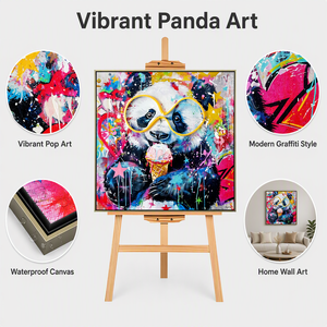 Impression sur toile de <span class=keywords><strong>panda</strong></span> graffiti peint à la main, style pop art, affiche animale pour la décoration murale moderne de la maison ou du bureau - Product Image 2