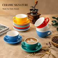 Ensemble tasse et soucoupe en céramique à parois épaisses d'inspiration nordique pour la vente en gros aux cafés et les fournisseurs d'équipements de café