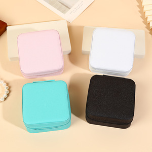 Portable Mini <strong>Square</strong> Pattern <strong>Jewelry</strong> <strong>Box</strong> Compact Travel Storage Solution for Earrings Rings and Other Small <strong>Jewelry</strong> Items - Product Image 2