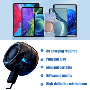 Mini haut-parleur portable Type-C, Plug and Play, caisson de basses externe pour téléphone portable, mini haut-parleur avec branchement direct - Product Image 1