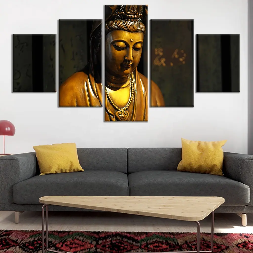 Altın tasarım soyut buda yağlıboya tuval üzerine dini posterler duvar posteri dekorasyon oturma odası dekor