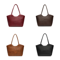 Sac fourre-tout vintage en cuir PU de taille moyenne, résistant à l'eau, couleur unie, fermeture éclair et ouverte, sac à bandoulière pour femme pour les voyages