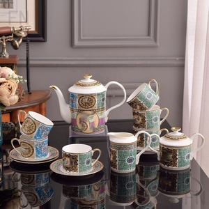 Best Selling 15pcs European Luxury Fine Ceramic <b>Coffee</b> and <b>Tea</b> <b>Sets</b> with Gold Handles - Product Image 2