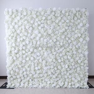 A-1569 fausses fleurs tissu tapis mariage ivoire fleur panneau mural toile de fond 8ft x 8ft artificielle blanc rose fleur 5d mur - Product Image 4