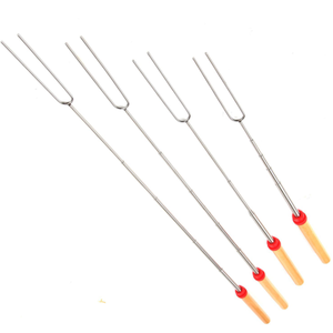 Tay cầm bằng gỗ Kính thiên văn BBQ ngã ba <span class=keywords><strong>Marshmallow</strong></span> rang Gậy ngửi gậy 31 đến 81cm ngoài trời - Product Image 6