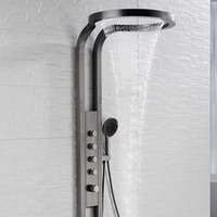 Ensemble de douche de pluie Noir Argent Multifonction Rainfalll Piano Key Arroseur chaud et froid Massage Ensembles de pommeau de douche Panneau système