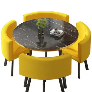Space Saving Cheap Wholesale Marble Top Dining Table And 4 Chairs Dining Room Furniture Modern Restaurant Cafe Table Chairs Set