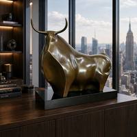 Statue de taureau abstrait moderne en bronze - Symbole de succès personnalisable pour les quartiers financiers, sculpture en bronze