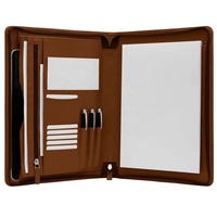Portefeuille professionnel en cuir vintage A4 personnalisé, porte-cartes à fermeture éclair, étui à stylo, dossier professionnel avec style cuir vintage