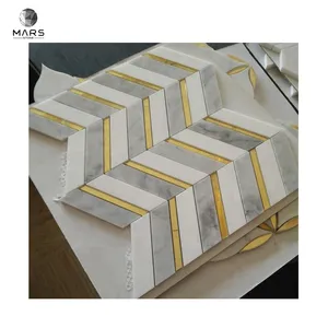 Best Manufacturer White Mixed Carrara Marble Back Splash Mental Mosaic Marble Tiles