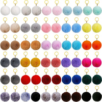 PK Zhejiang 2025 vente en gros de mode féminine multicolore 8cm bague en métal doré avec boule de fourrure pompon porte-clés sérigraphie