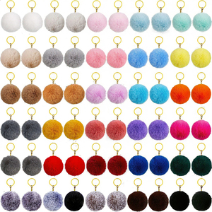 <span class=keywords><strong>PK</strong></span> Zhejiang 2025, venta al por mayor, anillo de Metal dorado de 8cm multicolor a la moda para mujer con bola de piel, llavero con pompón, serigrafía - Product Image 5